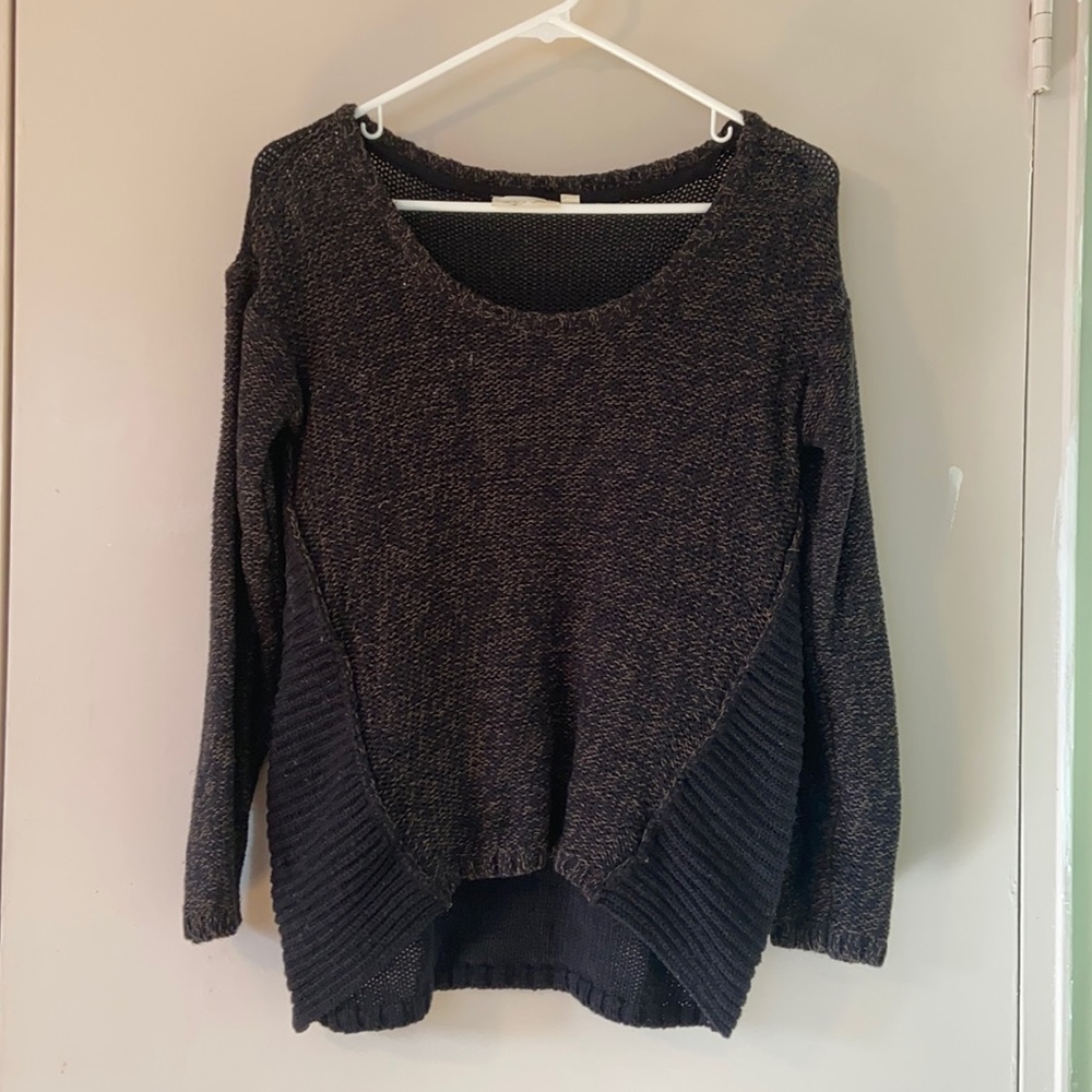Black and brown cable knit sweater